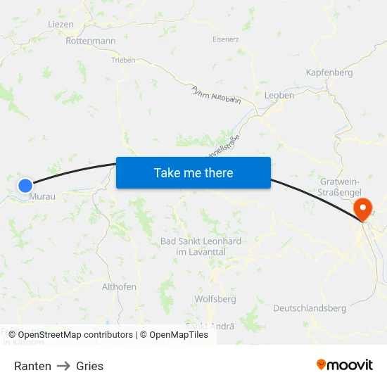 Ranten to Gries map