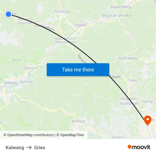 Kalwang to Gries map