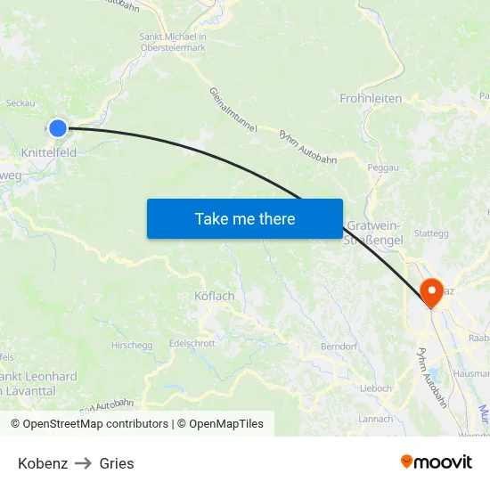 Kobenz to Gries map