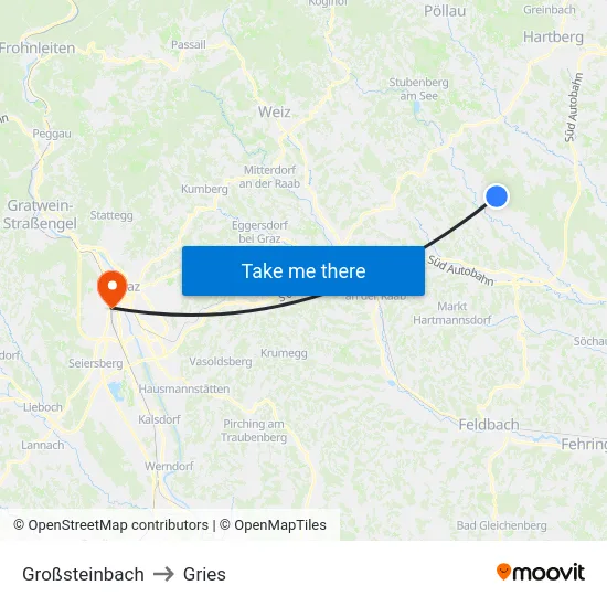 Großsteinbach to Gries map