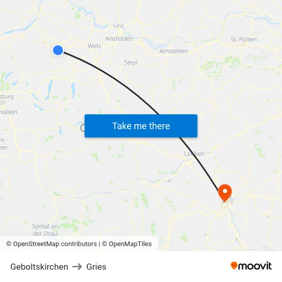 Geboltskirchen to Gries map
