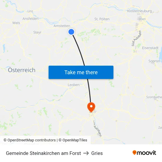 Gemeinde Steinakirchen am Forst to Gries map