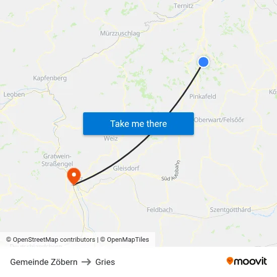 Gemeinde Zöbern to Gries map