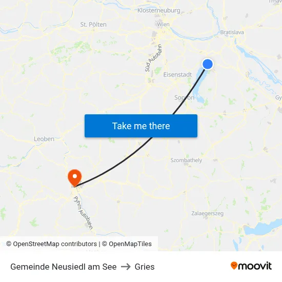 Gemeinde Neusiedl am See to Gries map