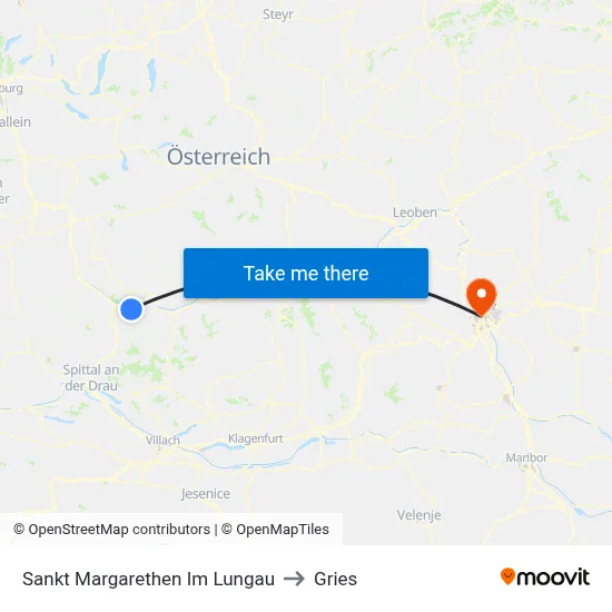 Sankt Margarethen Im Lungau to Gries map