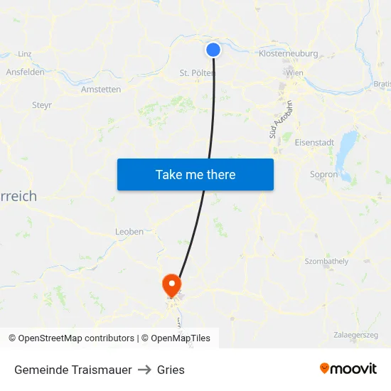 Gemeinde Traismauer to Gries map