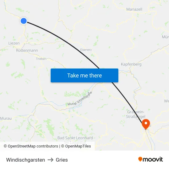 Windischgarsten to Gries map