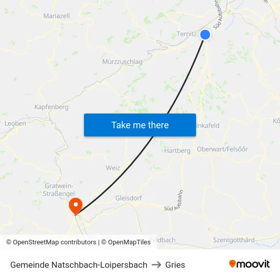 Gemeinde Natschbach-Loipersbach to Gries map