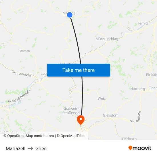 Mariazell to Gries map