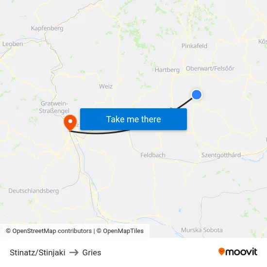 Stinatz/Stinjaki to Gries map