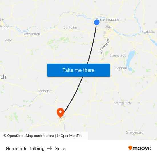 Gemeinde Tulbing to Gries map