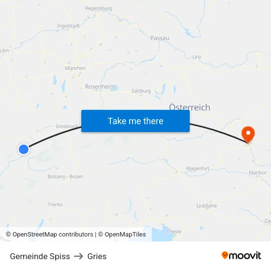 Gemeinde Spiss to Gries map