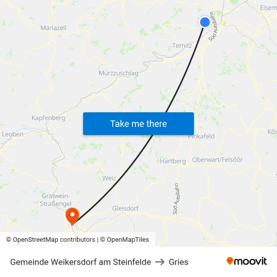 Gemeinde Weikersdorf am Steinfelde to Gries map