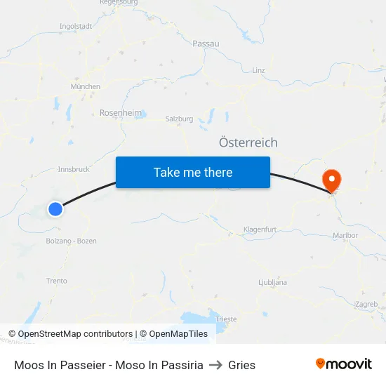 Moos In Passeier - Moso In Passiria to Gries map