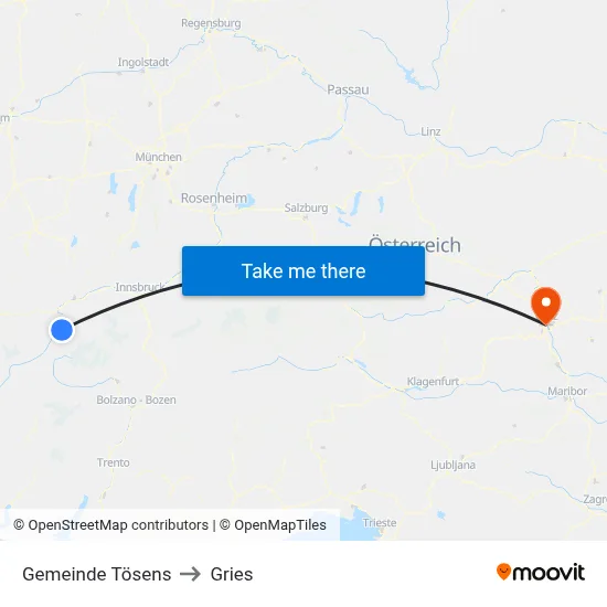 Gemeinde Tösens to Gries map