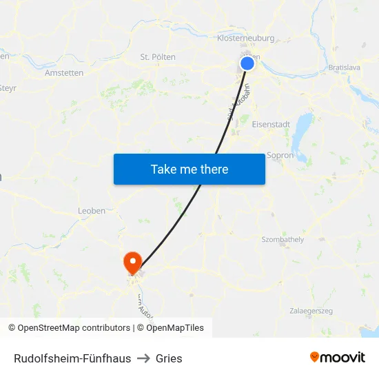 Rudolfsheim-Fünfhaus to Gries map