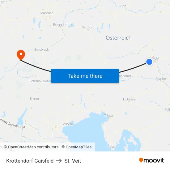 Krottendorf-Gaisfeld to St. Veit map