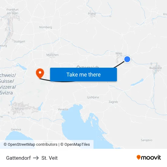 Gattendorf to St. Veit map