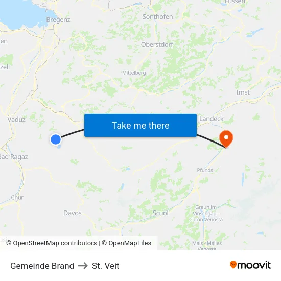 Gemeinde Brand to St. Veit map