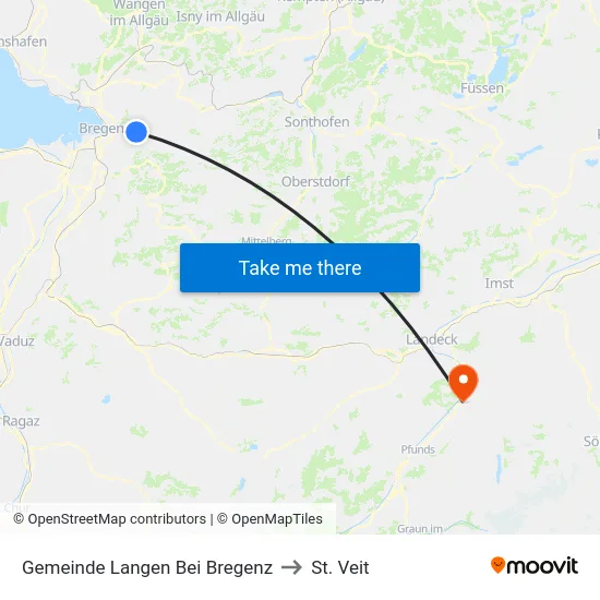 Gemeinde Langen Bei Bregenz to St. Veit map