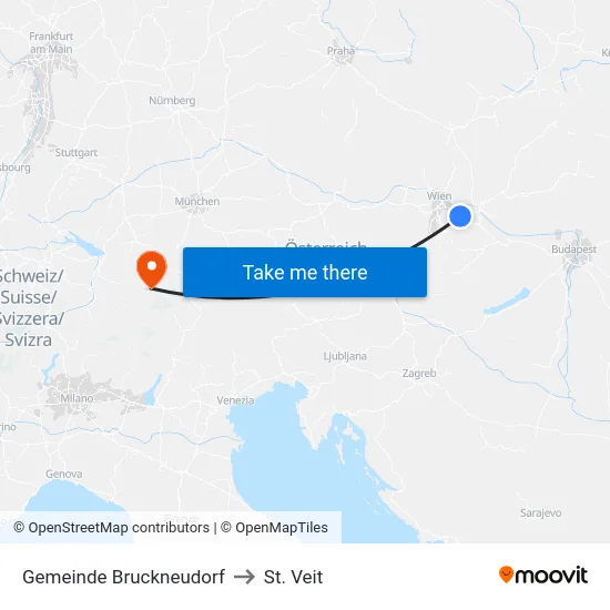 Gemeinde Bruckneudorf to St. Veit map