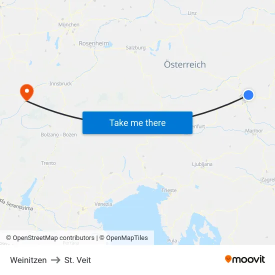 Weinitzen to St. Veit map