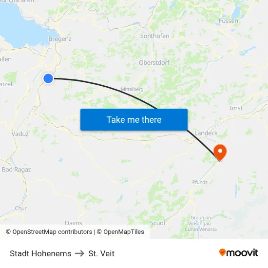Stadt Hohenems to St. Veit map