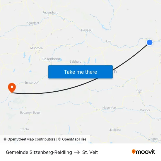 Gemeinde Sitzenberg-Reidling to St. Veit map