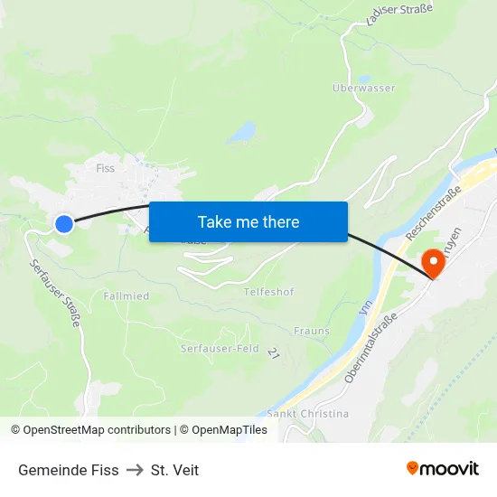 Gemeinde Fiss to St. Veit map