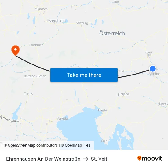 Ehrenhausen An Der Weinstraße to St. Veit map