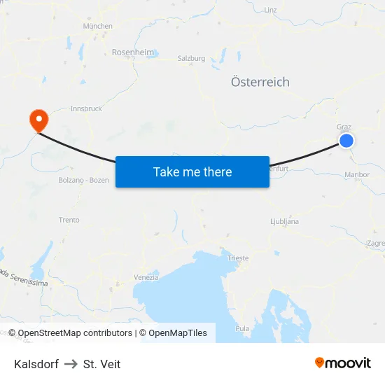 Kalsdorf to St. Veit map