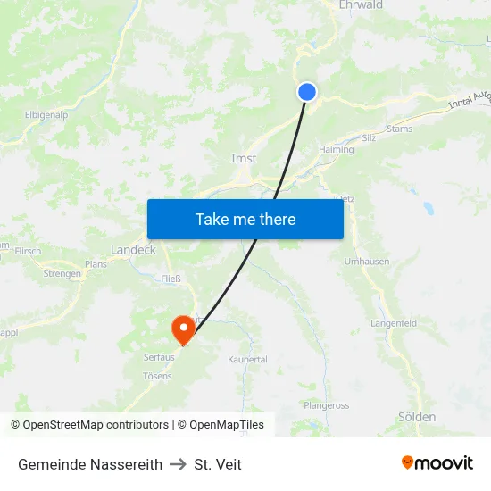 Gemeinde Nassereith to St. Veit map