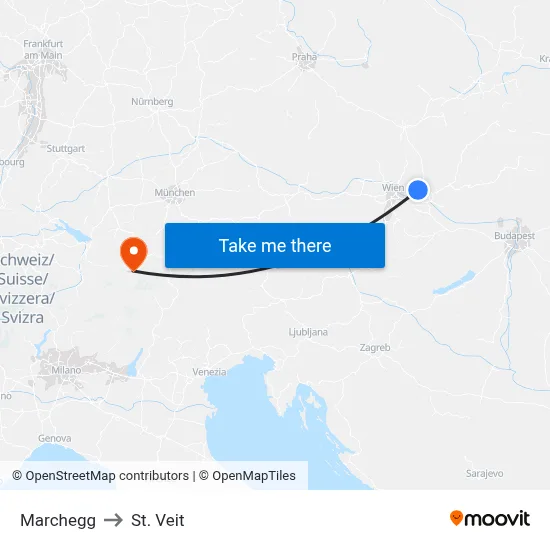 Marchegg to St. Veit map