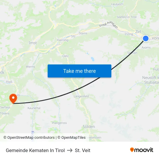 Gemeinde Kematen In Tirol to St. Veit map