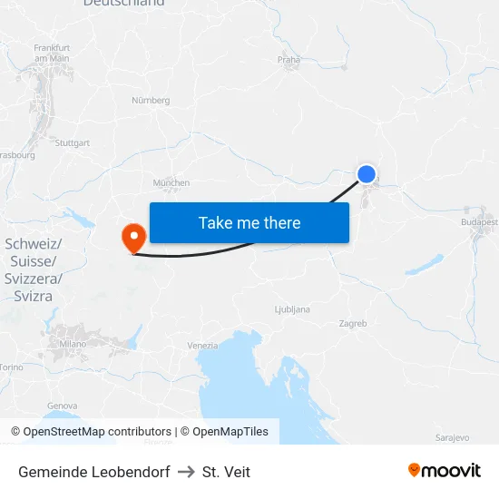 Gemeinde Leobendorf to St. Veit map