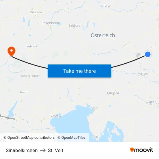 Sinabelkirchen to St. Veit map