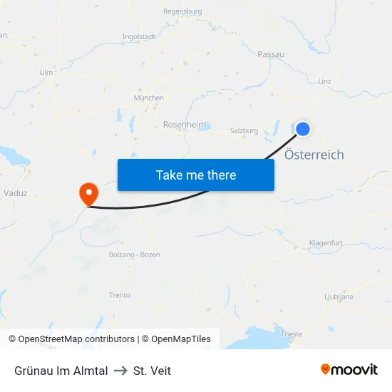 Grünau Im Almtal to St. Veit map