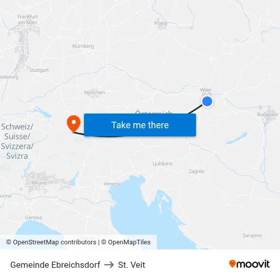 Gemeinde Ebreichsdorf to St. Veit map