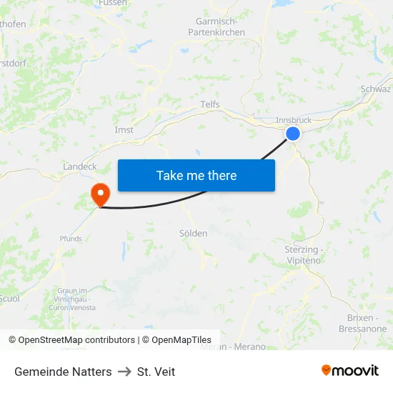 Gemeinde Natters to St. Veit map