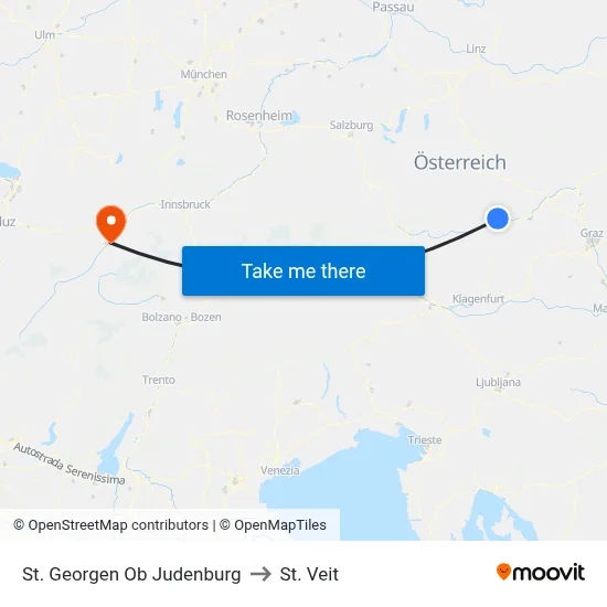 St. Georgen Ob Judenburg to St. Veit map