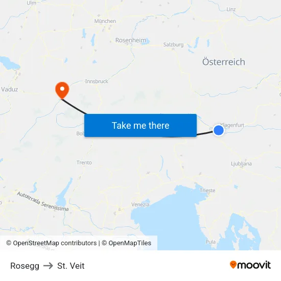 Rosegg to St. Veit map