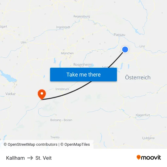Kallham to St. Veit map