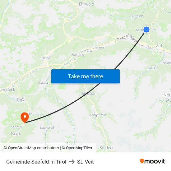 Gemeinde Seefeld In Tirol to St. Veit map