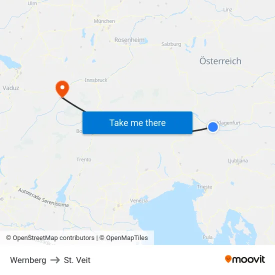 Wernberg to St. Veit map