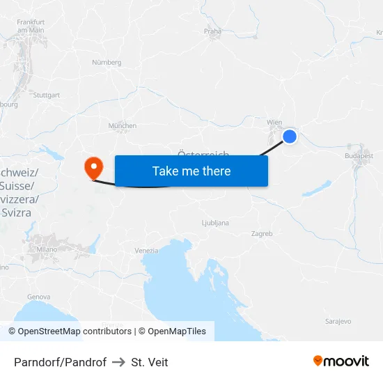 Parndorf/Pandrof to St. Veit map