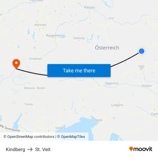 Kindberg to St. Veit map