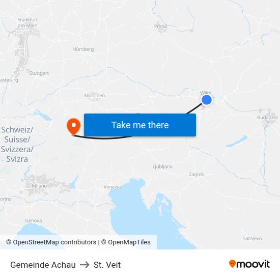 Gemeinde Achau to St. Veit map