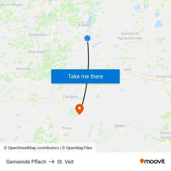 Gemeinde Pflach to St. Veit map