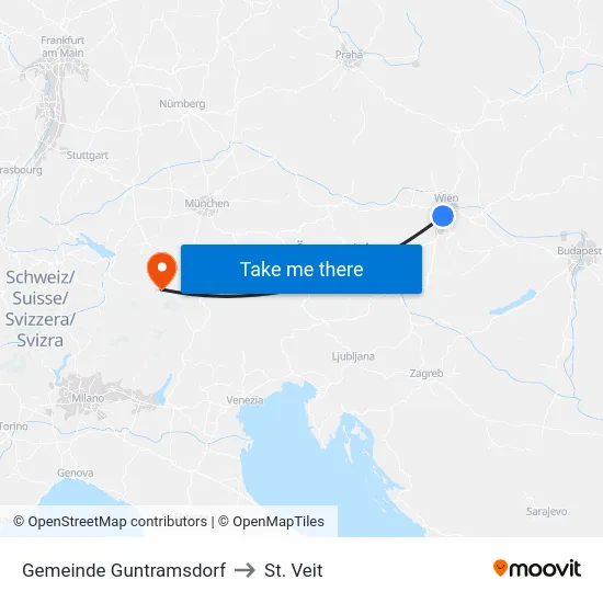 Gemeinde Guntramsdorf to St. Veit map