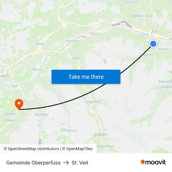 Gemeinde Oberperfuss to St. Veit map